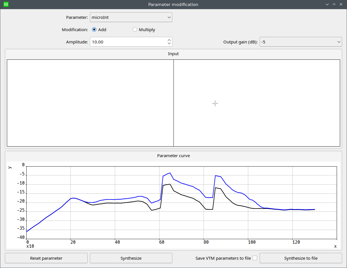 Screenshot of the parameter modification window