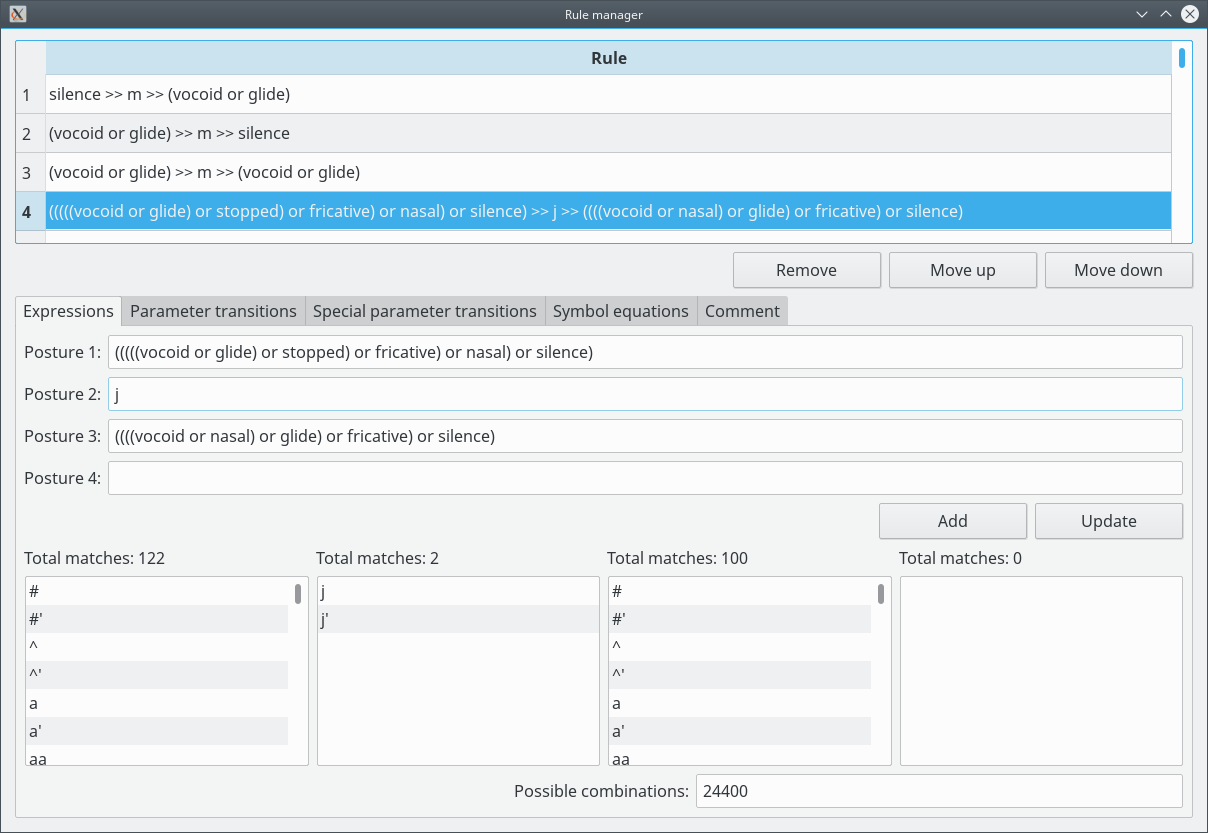 Screenshot of the rule manager - expressions